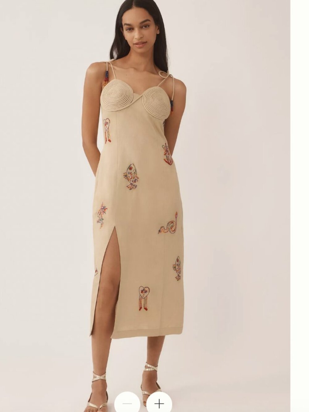 Farm Rio x Anthropologie Embroidered Linen Blend Dress